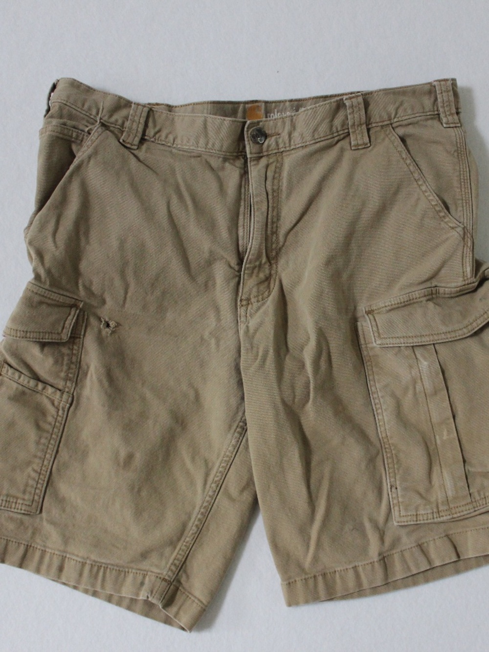 Distressed Carhartt Relaxed Fit Cargo Shorts Canvas Workwear 38